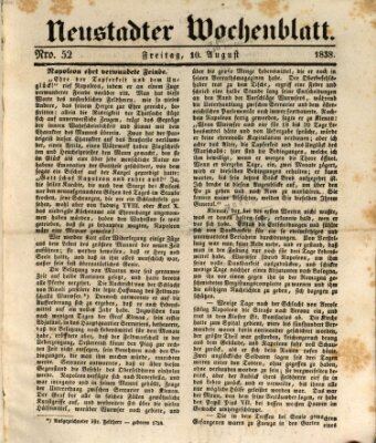 Neustadter Wochenblatt Freitag 10. August 1838