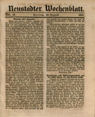 Neustadter Wochenblatt Freitag 24. August 1838