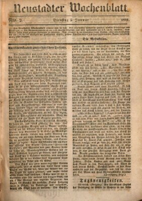 Neustadter Wochenblatt Dienstag 5. Januar 1841