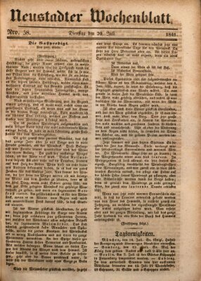 Neustadter Wochenblatt Dienstag 20. Juli 1841