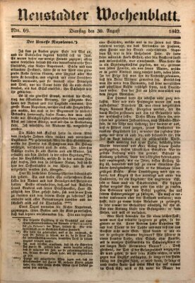 Neustadter Wochenblatt Dienstag 30. August 1842