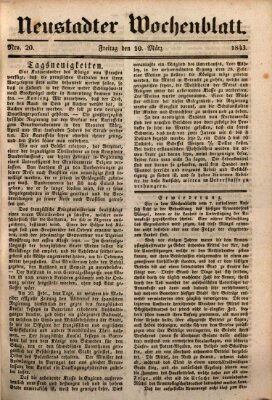 Neustadter Wochenblatt Freitag 10. März 1843
