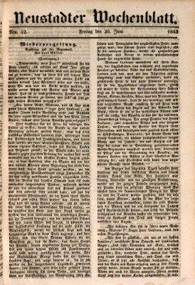 Neustadter Wochenblatt Freitag 30. Juni 1843