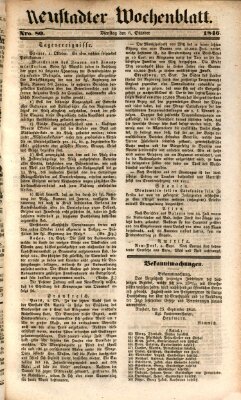 Neustadter Wochenblatt Dienstag 6. Oktober 1846