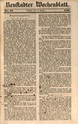 Neustadter Wochenblatt Dienstag 29. Februar 1848