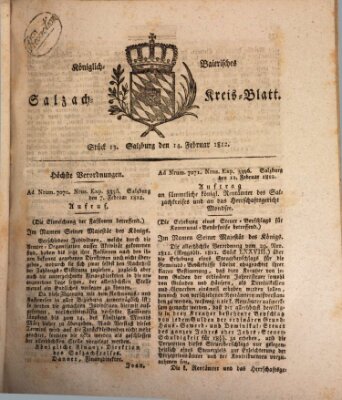 Königlich baierisches Salzach-Kreis-Blatt Freitag 14. Februar 1812