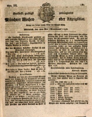 Kurfürstlich gnädigst privilegirte Münchner-Zeitung (Süddeutsche Presse) Mittwoch 18. Mai 1796