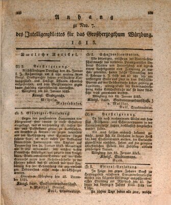 Königlich-baierisches Intelligenzblatt für das Großherzogthum Würzburg (Würzburger Intelligenzblatt) Donnerstag 19. Januar 1815