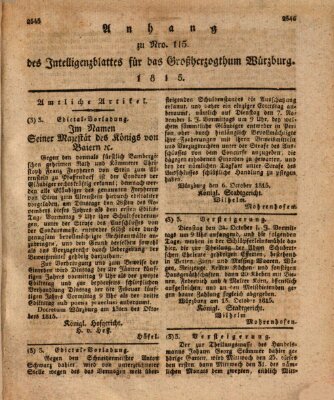 Königlich-baierisches Intelligenzblatt für das Großherzogthum Würzburg (Würzburger Intelligenzblatt) Dienstag 24. Oktober 1815