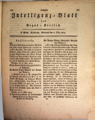 Intelligenzblatt des Rezat-Kreises (Ansbacher Intelligenz-Zeitung) Mittwoch 9. März 1814