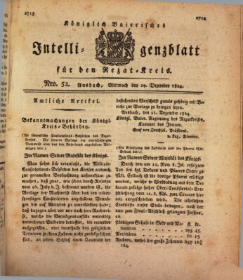Königlich Bayerisches Intelligenzblatt für den Rezat-Kreis (Ansbacher Intelligenz-Zeitung) Mittwoch 29. Dezember 1824
