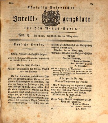 Königlich Bayerisches Intelligenzblatt für den Rezat-Kreis (Ansbacher Intelligenz-Zeitung) Mittwoch 30. März 1825