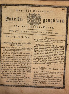 Königlich Bayerisches Intelligenzblatt für den Rezat-Kreis (Ansbacher Intelligenz-Zeitung) Mittwoch 14. Dezember 1825