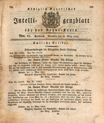 Königlich Bayerisches Intelligenzblatt für den Rezat-Kreis (Ansbacher Intelligenz-Zeitung) Mittwoch 26. März 1828