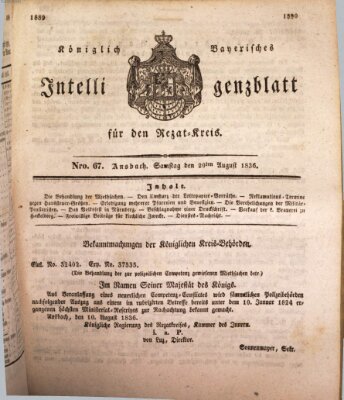Königlich Bayerisches Intelligenzblatt für den Rezat-Kreis (Ansbacher Intelligenz-Zeitung) Samstag 20. August 1836