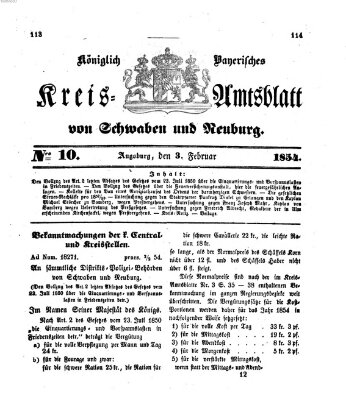 Königlich Bayerisches Kreis-Amtsblatt von Schwaben und Neuburg Freitag 3. Februar 1854
