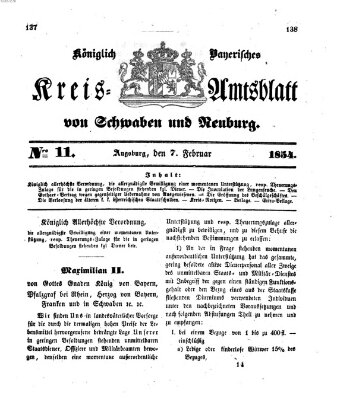Königlich Bayerisches Kreis-Amtsblatt von Schwaben und Neuburg Dienstag 7. Februar 1854