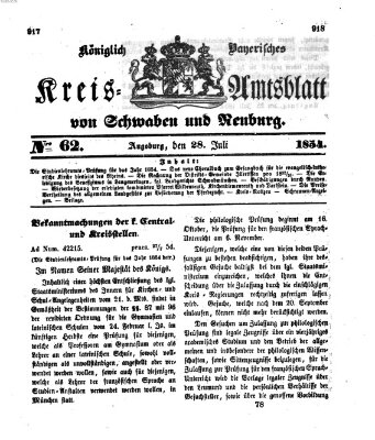 Königlich Bayerisches Kreis-Amtsblatt von Schwaben und Neuburg Freitag 28. Juli 1854