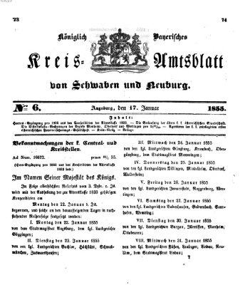 Königlich Bayerisches Kreis-Amtsblatt von Schwaben und Neuburg Mittwoch 17. Januar 1855