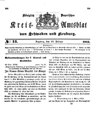 Königlich Bayerisches Kreis-Amtsblatt von Schwaben und Neuburg Montag 12. Februar 1855