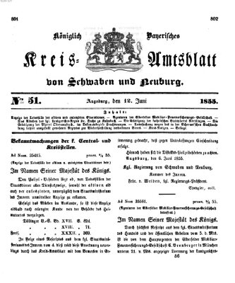 Königlich Bayerisches Kreis-Amtsblatt von Schwaben und Neuburg Dienstag 12. Juni 1855