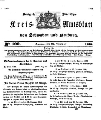 Königlich Bayerisches Kreis-Amtsblatt von Schwaben und Neuburg Dienstag 27. November 1855
