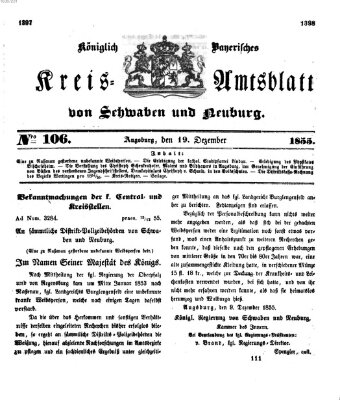 Königlich Bayerisches Kreis-Amtsblatt von Schwaben und Neuburg Mittwoch 19. Dezember 1855