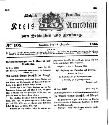Königlich Bayerisches Kreis-Amtsblatt von Schwaben und Neuburg Freitag 28. Dezember 1855