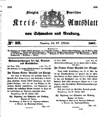 Königlich Bayerisches Kreis-Amtsblatt von Schwaben und Neuburg Dienstag 27. Oktober 1857