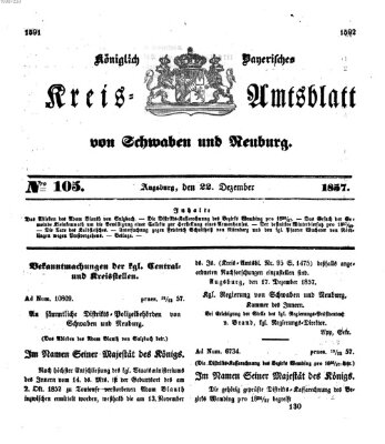 Königlich Bayerisches Kreis-Amtsblatt von Schwaben und Neuburg Dienstag 22. Dezember 1857