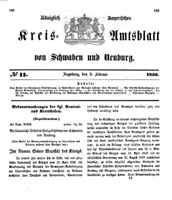 Königlich Bayerisches Kreis-Amtsblatt von Schwaben und Neuburg Freitag 5. Februar 1858
