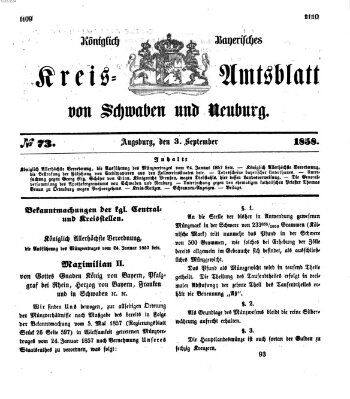 Königlich Bayerisches Kreis-Amtsblatt von Schwaben und Neuburg Freitag 3. September 1858