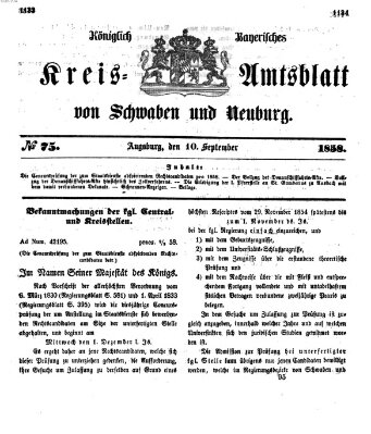 Königlich Bayerisches Kreis-Amtsblatt von Schwaben und Neuburg Freitag 10. September 1858