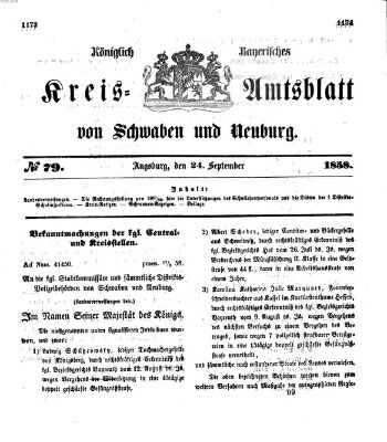 Königlich Bayerisches Kreis-Amtsblatt von Schwaben und Neuburg Freitag 24. September 1858