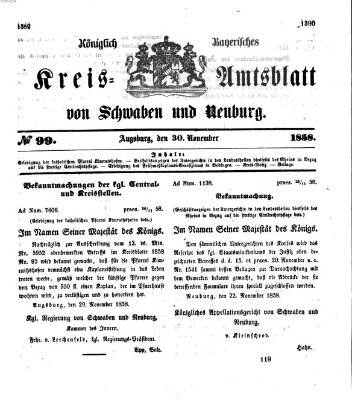 Königlich Bayerisches Kreis-Amtsblatt von Schwaben und Neuburg Dienstag 30. November 1858