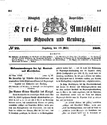Königlich Bayerisches Kreis-Amtsblatt von Schwaben und Neuburg Donnerstag 10. März 1859