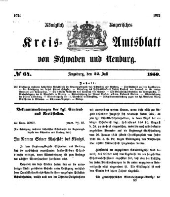 Königlich Bayerisches Kreis-Amtsblatt von Schwaben und Neuburg Freitag 22. Juli 1859