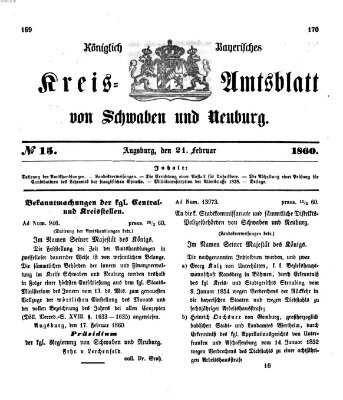 Königlich Bayerisches Kreis-Amtsblatt von Schwaben und Neuburg Dienstag 21. Februar 1860