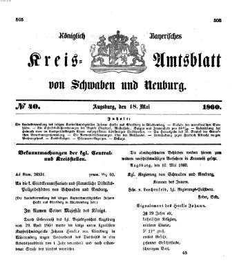 Königlich Bayerisches Kreis-Amtsblatt von Schwaben und Neuburg Freitag 18. Mai 1860