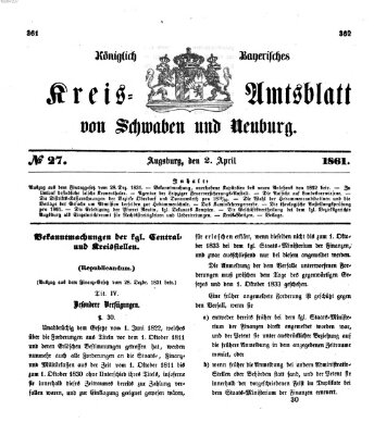 Königlich Bayerisches Kreis-Amtsblatt von Schwaben und Neuburg Dienstag 2. April 1861