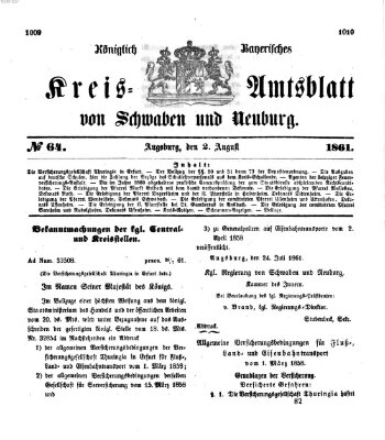 Königlich Bayerisches Kreis-Amtsblatt von Schwaben und Neuburg Freitag 2. August 1861