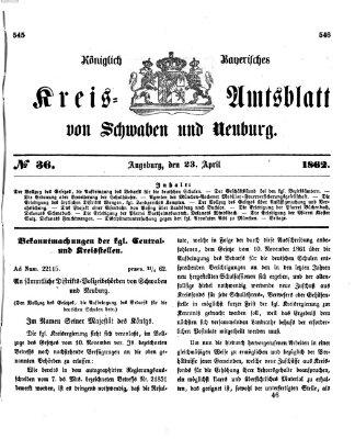 Königlich Bayerisches Kreis-Amtsblatt von Schwaben und Neuburg Mittwoch 23. April 1862