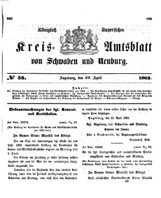 Königlich Bayerisches Kreis-Amtsblatt von Schwaben und Neuburg Dienstag 29. April 1862