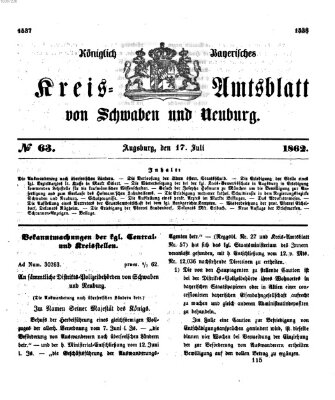 Königlich Bayerisches Kreis-Amtsblatt von Schwaben und Neuburg Donnerstag 17. Juli 1862