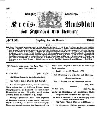 Königlich Bayerisches Kreis-Amtsblatt von Schwaben und Neuburg Dienstag 25. November 1862