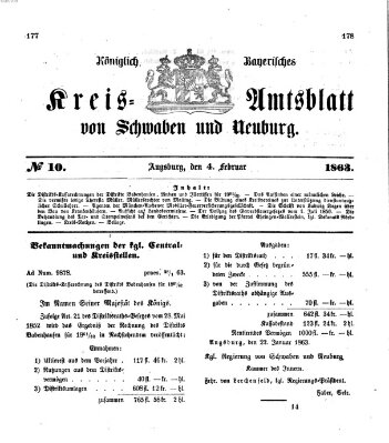 Königlich Bayerisches Kreis-Amtsblatt von Schwaben und Neuburg Mittwoch 4. Februar 1863