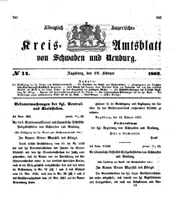 Königlich Bayerisches Kreis-Amtsblatt von Schwaben und Neuburg Mittwoch 18. Februar 1863