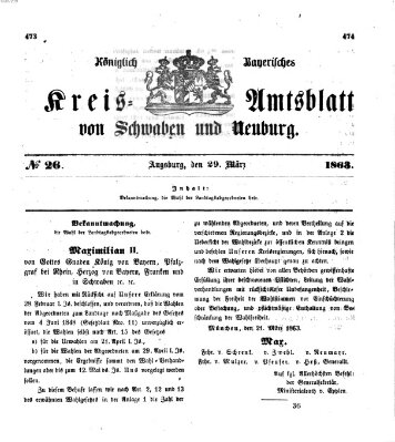 Königlich Bayerisches Kreis-Amtsblatt von Schwaben und Neuburg Sonntag 29. März 1863