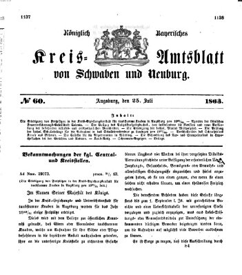 Königlich Bayerisches Kreis-Amtsblatt von Schwaben und Neuburg Samstag 25. Juli 1863