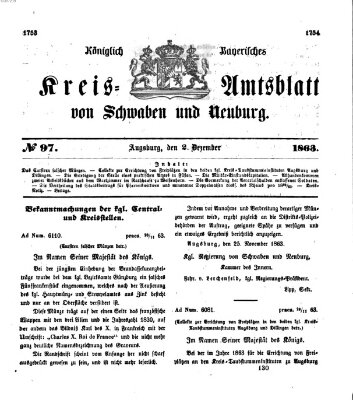 Königlich Bayerisches Kreis-Amtsblatt von Schwaben und Neuburg Mittwoch 2. Dezember 1863